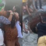 Video: Mujeres caen en gran socavón mientras bailaban durante una fiesta